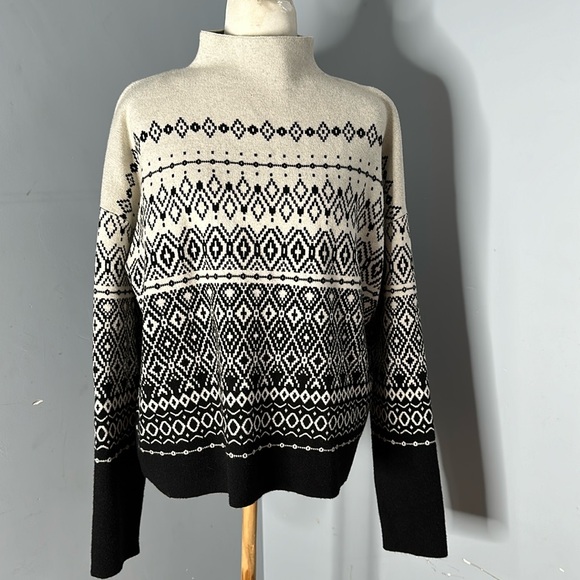 Joie Sweater Fair Isle Nordic Mock Neck Black & White
Long Siv Pullover Size XL - Picture 1 of 7